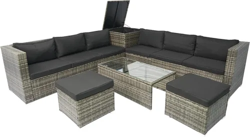 Miniatura 8 de Goohome Juego de muebles de patio de 8 piezas, mimbre de polietileno para todo tipo de clima, juego de conversación con mesa auxiliar, caja