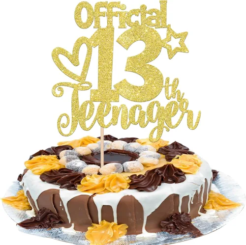 Miniatura 12 de Rsstarxi 1 paquete de 13 decoraciones oficiales para tartas de adolescentes con purpurina negra para decoración de pastel de cumpleaños de 13 años