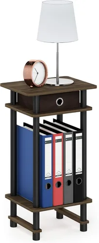 Miniatura 10 de Furinno Turn-N-Tube - Mesita de noche lateral de extremo alto con cajón de contenedor, 1 paquete, pino ámbar/negro/negro