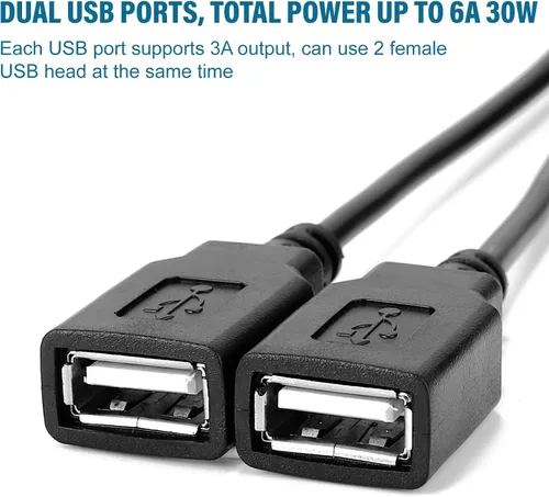 Miniatura 2 de 2 piezas DC 12V 24V a 5V 6A 30W adaptador de corriente con doble USB hembra convertidor reductor DC módulo buck