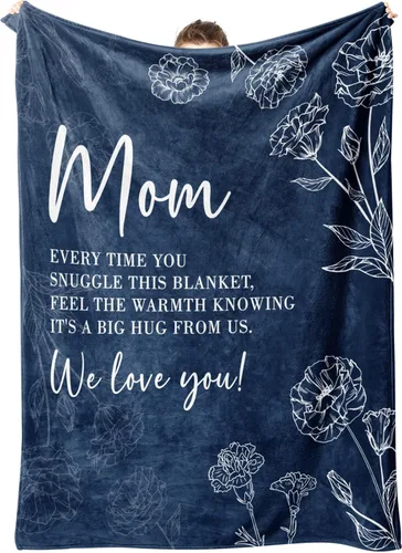 GiltGlimmer Regalos para mamá, manta de regalo de cumpleaños para mamá, regalo para madres para mujeres de hija e hijo, regalo de We Love You para