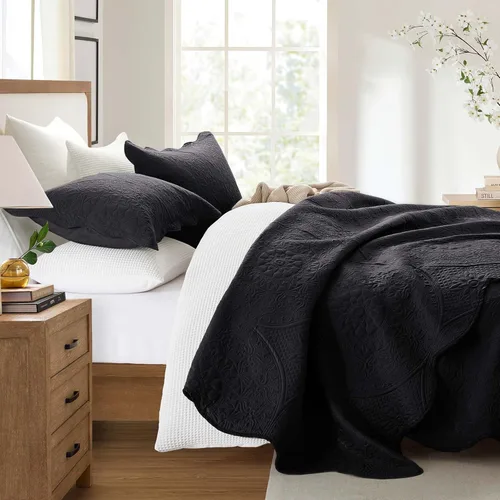 Miniatura 250 de MOONLIGHT20015 Edredón tamaño King (106 x 96 pulgadas) con 2 fundas de almohada (20 x 36 + 2 pulgadas) para todas las estaciones, juego de cama Azul
