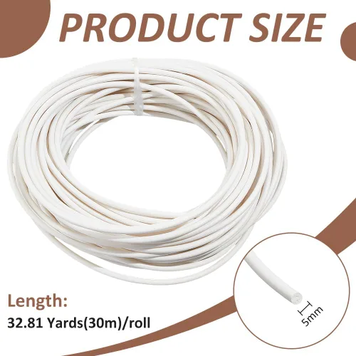 Miniatura 2 de BENECREAT 32.81 yardas de PVC Welt Cord Piping, 0.197 in blanco poliéster tubería cordón para ganchillo, tejer, tejer o recortar en prendas, cojines