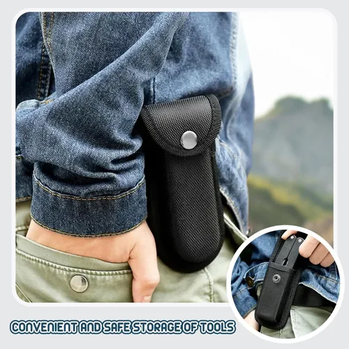Miniatura 5 de Funda de nailon para cuchillos de bolsillo, funda plegable para cuchillos EDC de 5 a 5.5 pulgadas, bolsa multiherramienta con cierre a presión