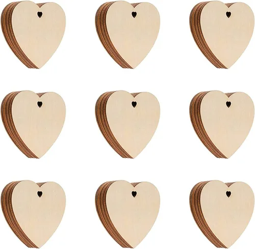 Miniatura 5 de 100 piezas de rebanadas de madera, adornos de madera de Navidad sin terminar, adornos colgantes, manualidades para arte, manualidades, decoración