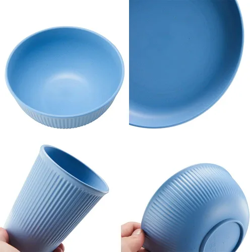 Miniatura 4 de Juego de vajilla de paja de trigo de 18 piezas HXYPN irrompible y reutilizable Juego de tazas de cocina, platos y cuencos aptos para lavavajillas