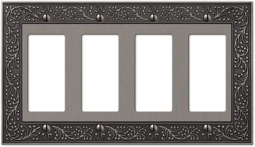 Miniatura 6 de Amerelle 43RRAN English Garden Placa de Pared, 2 Rocker, Metal Fundido, Níquel Antiguo, Paquete de 1