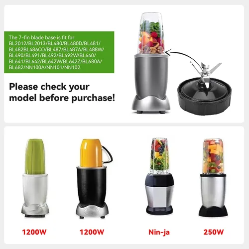 Miniatura 6 de Cuchillas cruzadas con juntas de goma piezas de repuesto para licuadora NUTRI NINJA, pieza de repuesto de hoja cruzada para licuadora Magic Bala