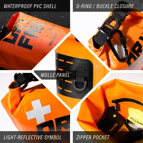 Miniatura 7 de EVERLIT Kit de primeros auxilios impermeable de 290 piezas, kit médico de primeros auxilios en seco, kit de supervivencia de emergencia para bote