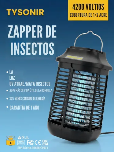 Miniatura 6 de Bug Zapper 4200 V para exteriores e interiores, cable de alimentación de 9.84 pies con interruptor, exterminadores eléctricos impermeables