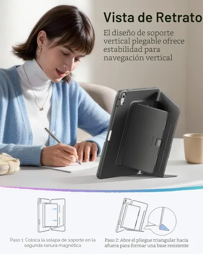 Miniatura 6 de ESR - Funda para iPad Air de 11 pulgadas M3/M2 (2025/2024), iPad Air de 5ª/4ª generación (2022/2020), funda con soporte vertical, múltiples ángulos