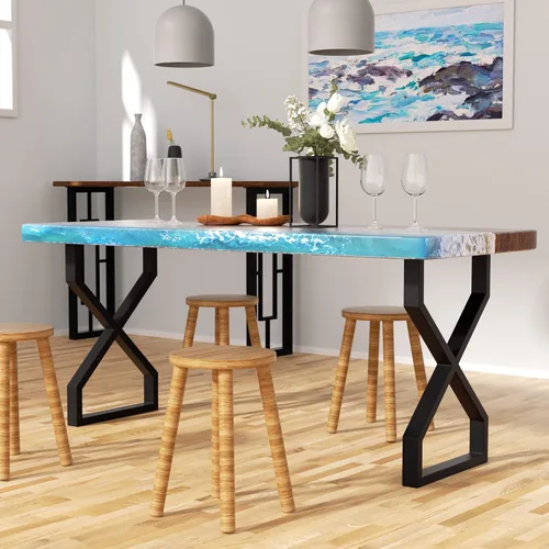 Miniatura 6 de Patas de metal para mesa, muebles industriales negros, juego de 2 patas de mesa de comedor