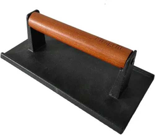 Miniatura 8 de Firsgrill Prensa para parrilla de hierro fundido resistente de 8.3"×4.3" y peso para bistec con mango de madera de agarre cómodo que no se calienta