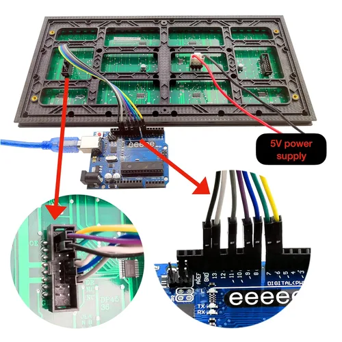 Miniatura 3 de EEEEE Pantalla de panel LED rojo P10 tamaño grande 12.6 in X 6.3 in, 512 PC de LED, cada individuo direccionable, controlado por uno r3 con Arduino