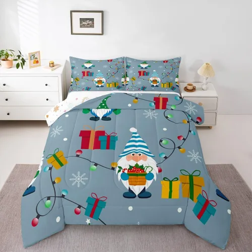 Miniatura 24 de Erosebridal Juego de edredón de Papá Noel tamaño matrimonial para niños y niñas, edredón de plumón de Feliz Navidad, juego de ropa de cama