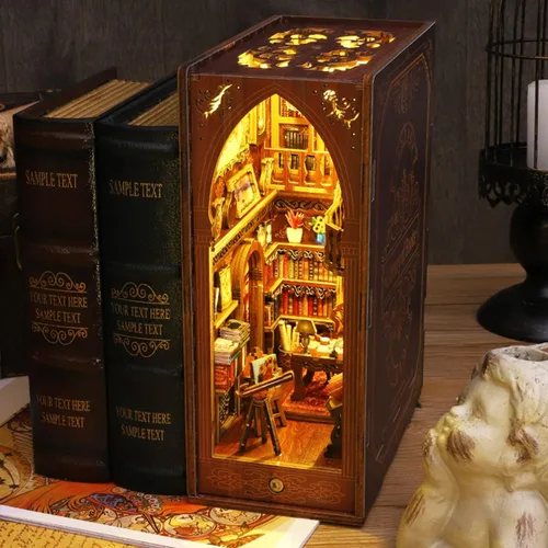Miniatura 10 de Kits de rincón de libros para adultos, kit de sujetalibros 3D 2026, kit de construcción de modelo de casa de libro mágico, decoración con sensor