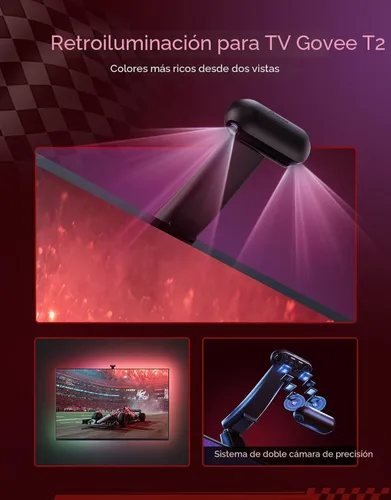 Miniatura 3 de Govee Envisual - Retroiluminación LED T2 para TV con cámaras duales, tira de luces LED RGBIC Wi-Fi de 11.8 pies para televisores de 55 a 65
