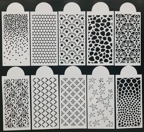 Miniatura 3 de Alinacutle 10 plantillas de plástico reutilizables, plantillas de pintura, plantillas de dibujo artístico para álbumes de recortes, galletas