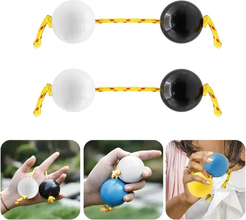 Aslatuas instrumento de bola rítmica Kashaka, dos pares de maracas musicales de ABS Kashaka, doble calabaza, fácil de tocar para adultos y