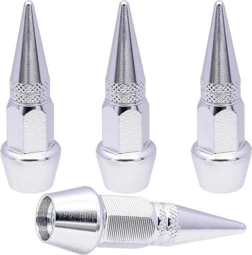 Miniatura 67 de 4 piezas de tapas de válvula de rueda con estilo púas, cubiertas universales de válvula de rueda de aleación de aluminio a prueba de polvo