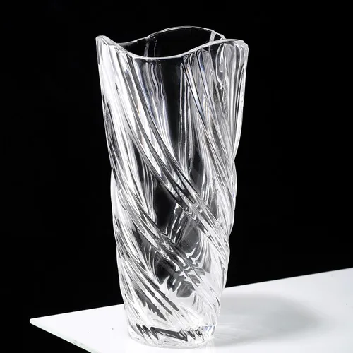 Miniatura 10 de Jarrón de cristal, elegante centro de mesa decorativo en espiral para el hogar, oficina, boda, elegante florero de vidrio soplado