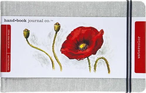 Handbook - Diario de acuarela, paisaje grande de 5.25 x 8.25 pulgadas, papel de prensa en frío de 200 GSM, cubierta de lino natural, 60 páginas