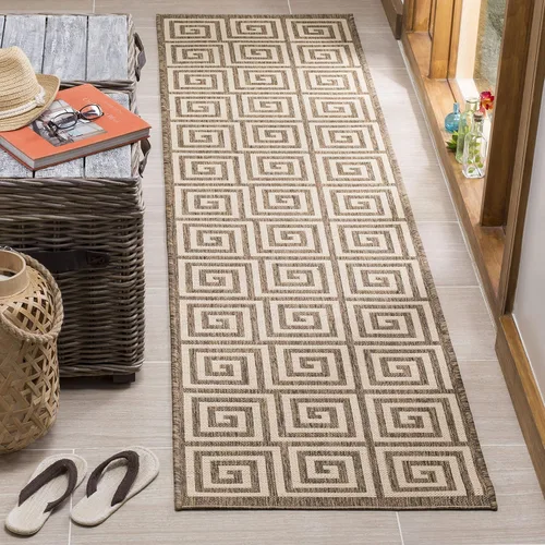 Miniatura 23 de SAFAVIEH Linden Collection - Alfombra lavable para exteriores, alfombra de pasillo de 2.2 x 8 pies, color rojo y crema, no desprende pelusa y fácil