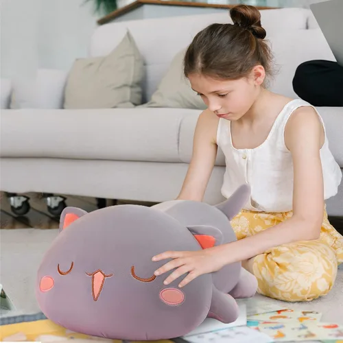 Miniatura 2 de FUYU Animales de peluche de gato, almohada de felpa suave de gato kawaii, juguete de animal de peluche, regalos para niños y niñas, decoración
