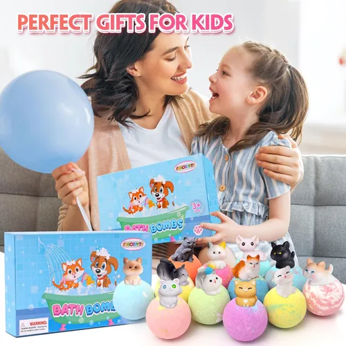 Miniatura 6 de Bombas de baño para niños con sorpresa en el interior, bombas de baño con juguetes para niños y niñas, bolas gaseosas hechas a mano, juego de regalo