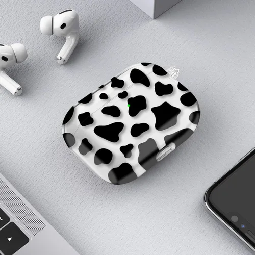 Miniatura 6 de Maxjoy Funda compatible con AirPods Pro, funda con diseño de vaca clara para mujeres y niñas, bonita funda protectora suave con llavero compatible