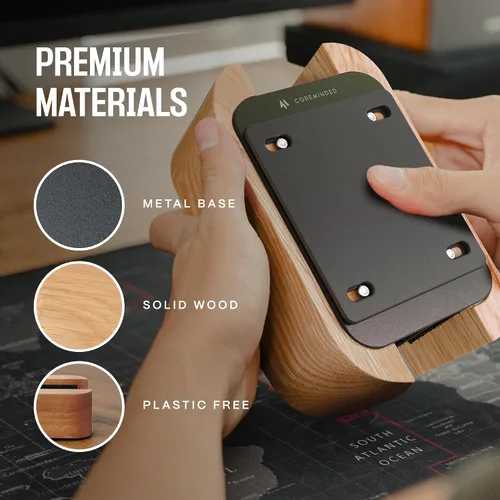 Miniatura 5 de COREMINDED Soporte vertical doble ajustable para computadora portátil, soporte de madera para laptop, soporte para MacBook Pro, base de aire Mac