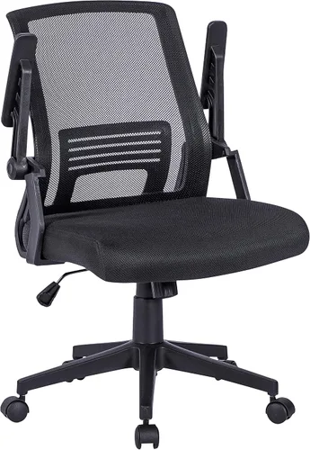 Miniatura 9 de Techni Mobili, Silla ergonómica negra de malla de oficina Mid-back office chair, lumbar support, breathable mesh back, height adjustable, flip-up