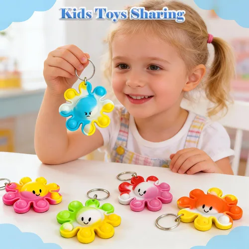Miniatura 4 de Paquete de 30 mini llaveros de pulpo a granel, juguetes antiestrés para adolescentes y niños, suministros de fiesta de cumpleaños, premios de verano
