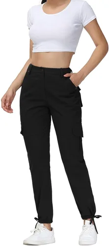 Miniatura 3 de Dafensi Women Cargo Pants High Waisted Casual Hiking Joggers Pants Adjustable Waist Cargos with 6 Pockets