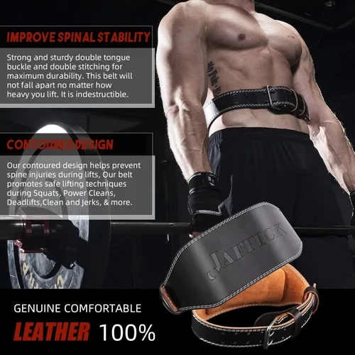Miniatura 9 de Cinturón de levantamiento de pesas de cuero genuino para hombres, cinturón de pesas para gimnasio, soporte lumbar para espalda, levantamiento