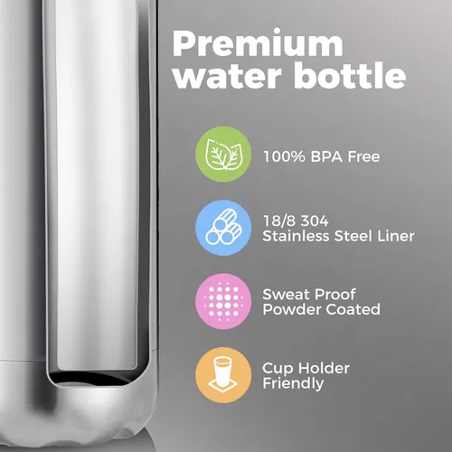 Miniatura 4 de Volhoply Botellas de agua aisladas de 25 onzas, paquete de 1/2/4, termo de acero inoxidable de doble pared que mantiene el frío y el calor, botella