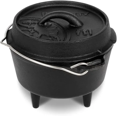 Petromax Horno holandés de hierro fundido para cocinar u hornear al aire libre sobre una fogata o en la cocina del hogar, los utensilios de cocina
