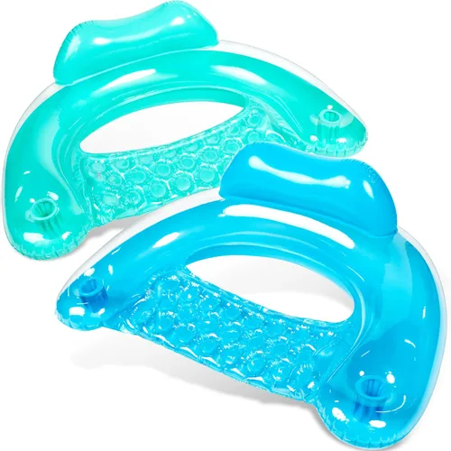 SLOOSH Inflatable Pool Floats Adult,2 Pack Pool Chairs with Cup Holders,X-Large Blow up Floats Chair,Hammock Noodle Mat for Relaxing Summer Water