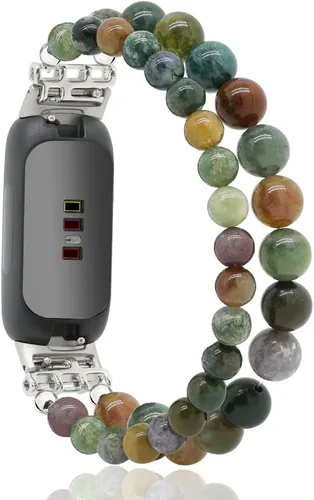 Miniatura 7 de C&L Accessories Brazaletes compatibles con Fitbit Inspire 3 para mujeres, pulsera con cuentas, correa de reemplazo ajustable con gemas