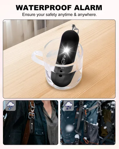 Miniatura 3 de Alarma de seguridad personal para mujeres, alarma de seguridad recargable impermeable, sirena extra fuerte de 140 dB con luz estroboscópica SOS