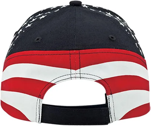 Miniatura 3 de MG - Gorra de sarga de algodón lavado, diseño de estrellas y rayas, bandera de Estados Unidos, Azul
