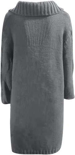 Miniatura 4 de Suéter largo para mujer, abrigo individual para mujer, suéter con bolsillo, capucha de tamaño grande, suéter de mangas con pecho a granel