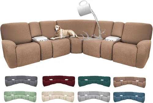 Miniatura 41 de Fundas de sofá reclinable seccional 100% impermeables para sofá reclinable en forma de L, funda de sofá modular de esquina en forma de L, fundas