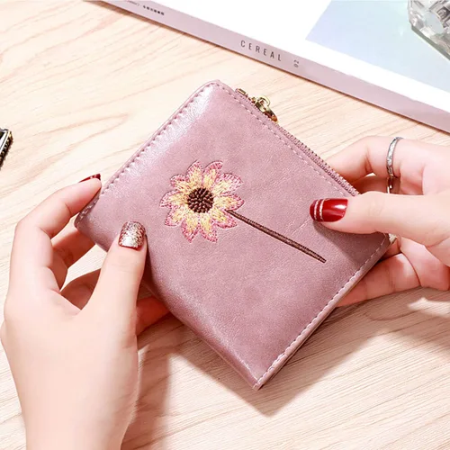 Miniatura 3 de AOXONEL Billetera pequeña y plegable para mujer, Rfid, compacta y bonita con cremallera, monedero para adolescentes y niñas (rosa)