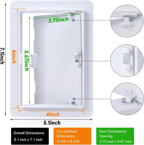 Miniatura 2 de Panel de acceso de fontanería para paneles de yeso, puerta de acceso de plástico de 4 x 6 pulgadas, panel de acceso de pared extraíble, techo