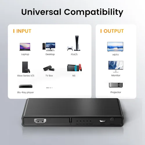 Miniatura 6 de NEWCARE Interruptor HDMI 4K @60Hz 5 en 1 salida, divisor HDMI 5x1 con control remoto, conmutador HDMI compatible con 4K @60Hz, 1440p/1080p@120Hz