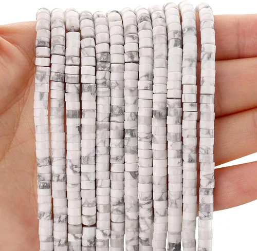 Miniatura 30 de BONNY BOXX 150 piezas de cuentas espaciadoras de jade blanco natural, cuentas sueltas semipreciosas planas redondas de jade heishi para hacer joyas