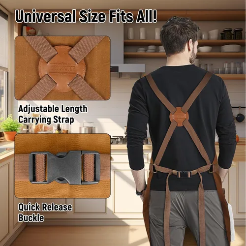 Miniatura 3 de Professional Chef Apron, 100% Cotton Canvas, Perfect for Cooking, Grilling, BBQ, and Kitchen Work, Durable & Stylish