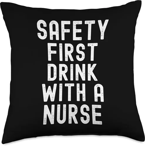 Miniatura 4 de Safety First Drink With A Nurse Throw Pillow