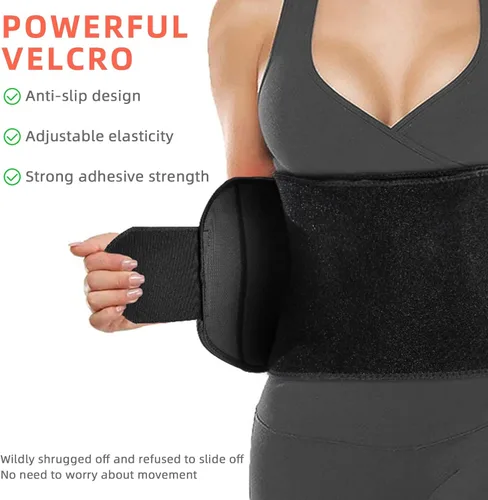 Miniatura 5 de ellostar Faja reductora de cintura para mujeres y hombres y banda de control de abdomen, moldeador de cuerpo, sauna, banda para el sudor Negro